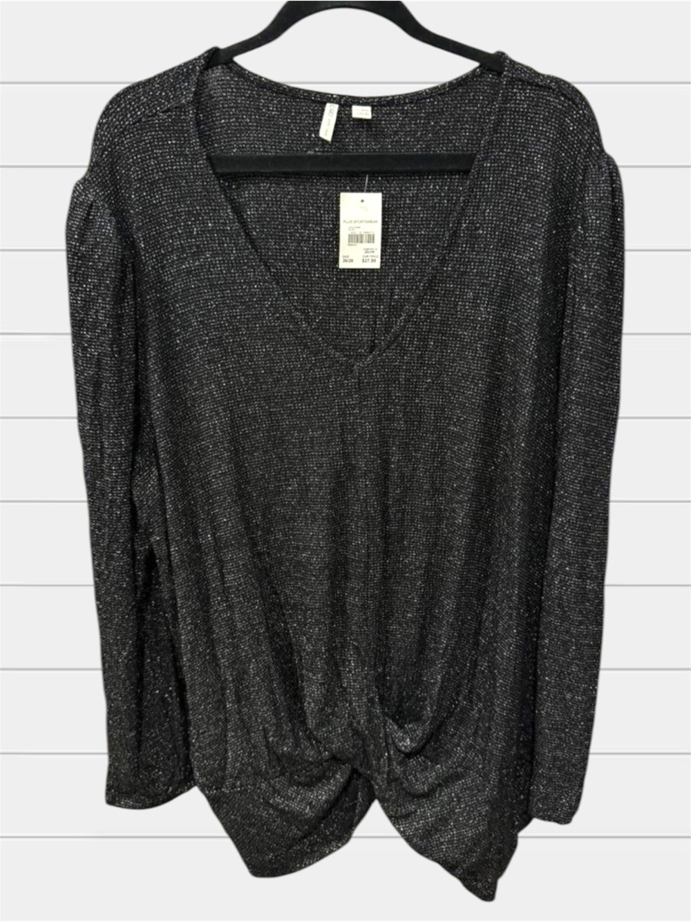 Cato Shimmering Black V-Neck Blouse
